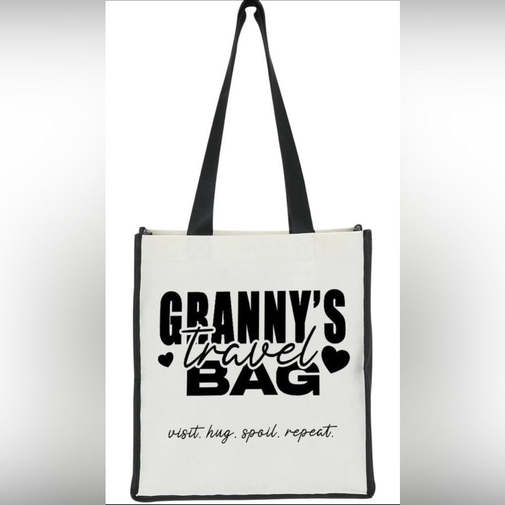 NGLIV “Granny’s Travel Bag” Gifts for Grandma Tote Canvas Bag Vacation Beach NWT
